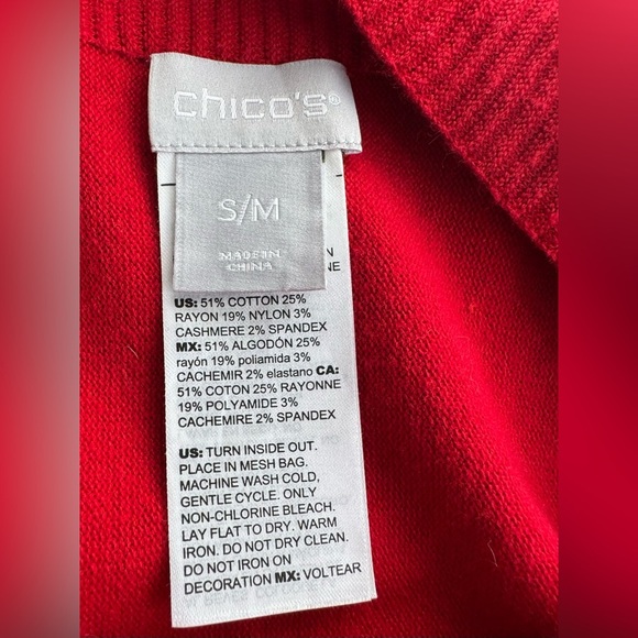 Chico’s Cotton/Cashmere Blend Studded Stretch Pocho Size S/M - Picture 3 of 9